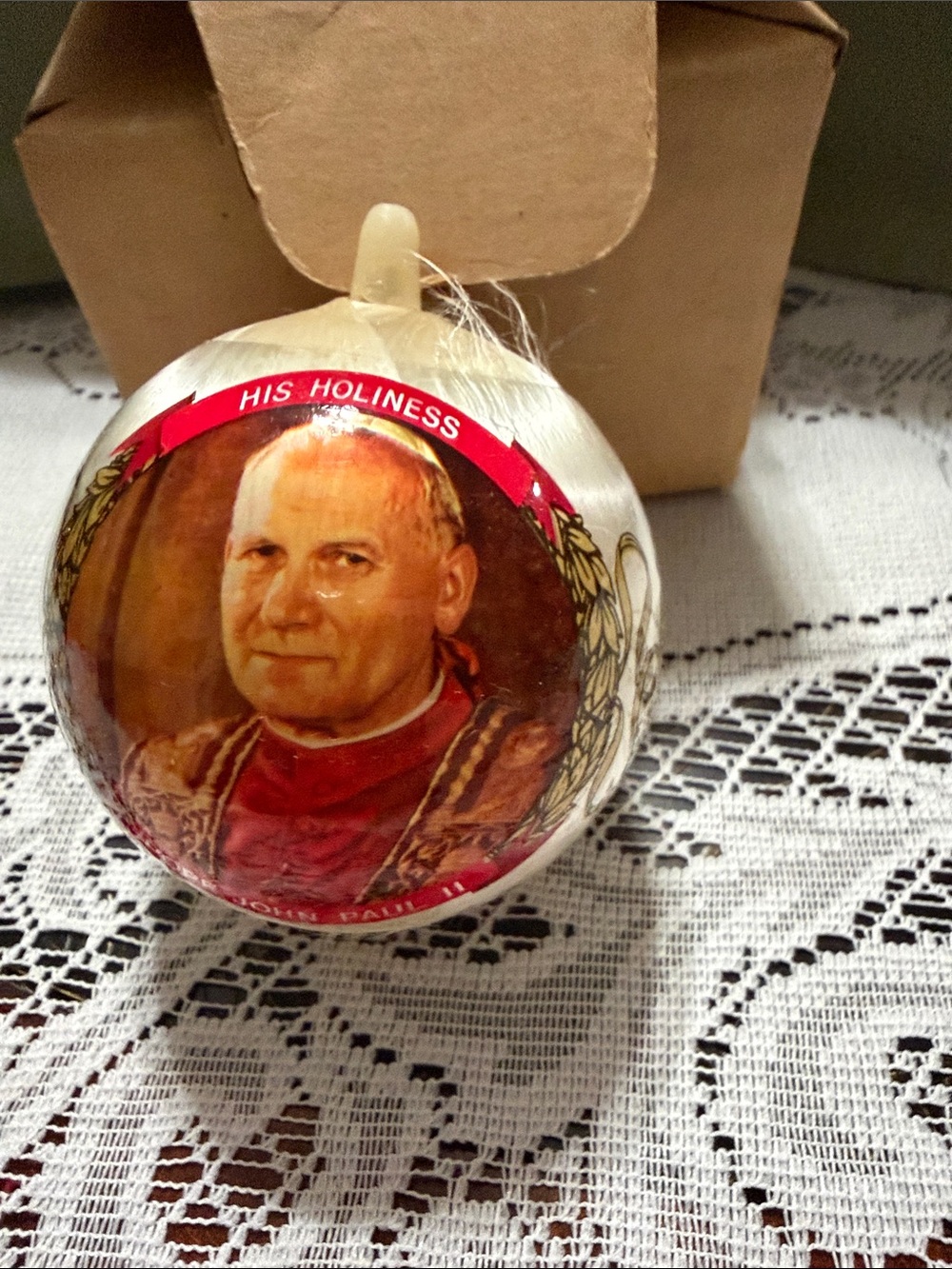 1979 Vintage Religious Holiday Ornament Pope John Paul II